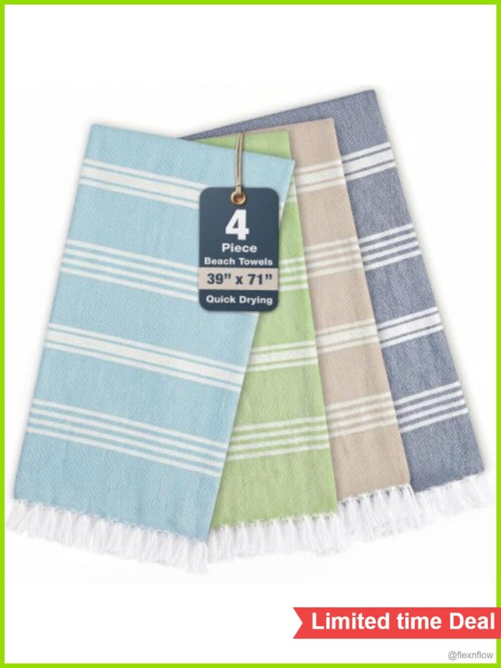 Oversized Cotton Beach Towels Set of 4 Turkish Quick Dry 39x71